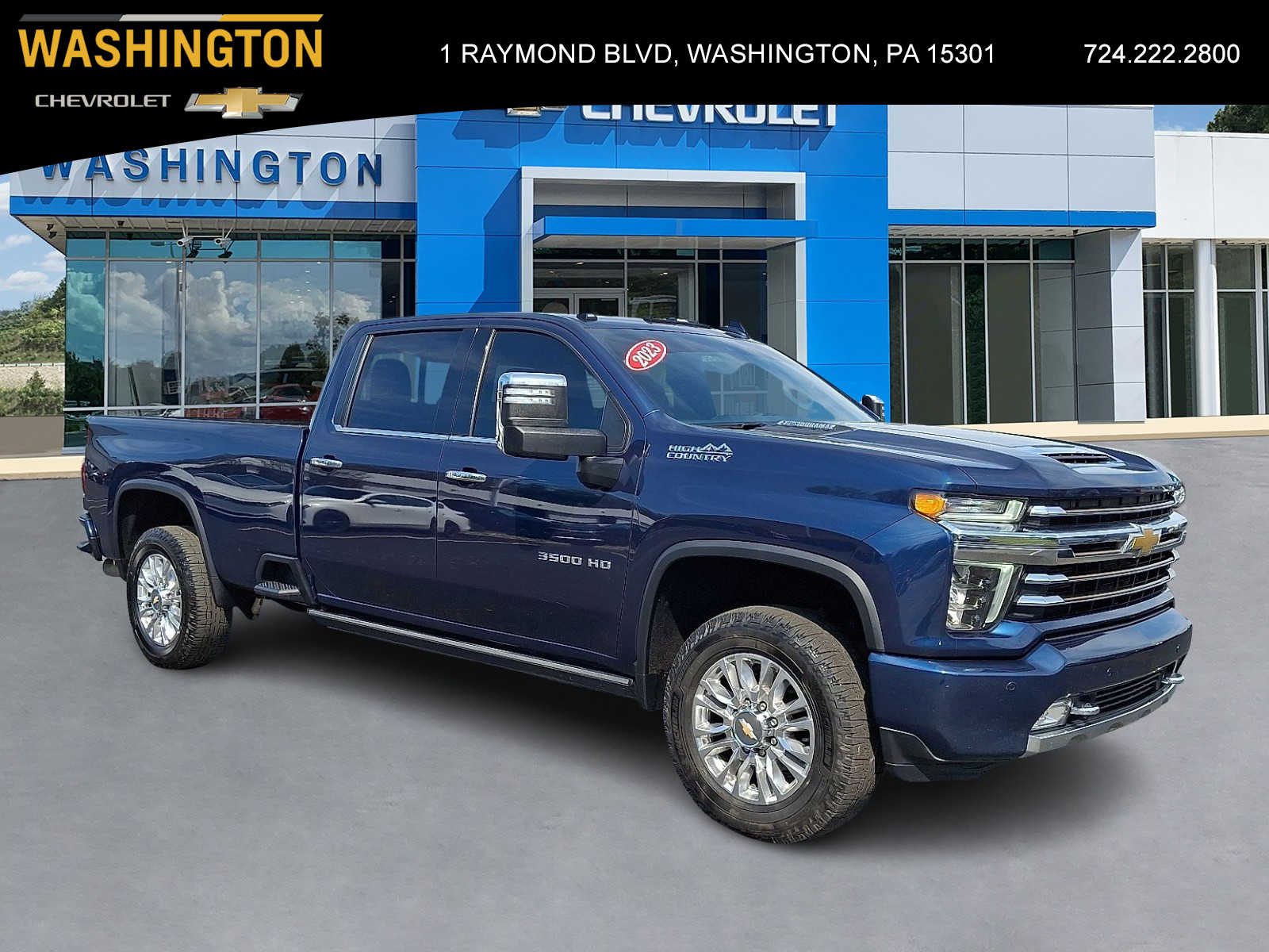 Northsky Blue Metallic 2023 Chevrolet Silverado 3500HD High Country Crew Cab 4WD Pickup Truck Four-Wheel Drive Automatic