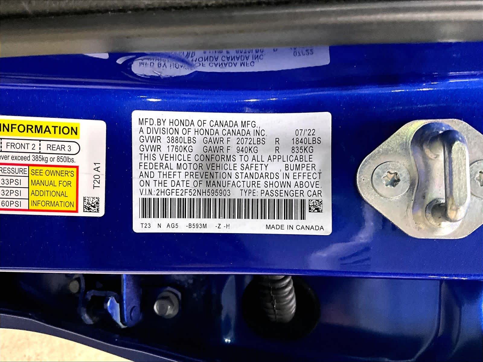 used 2022 Honda Civic car, priced at $18,656