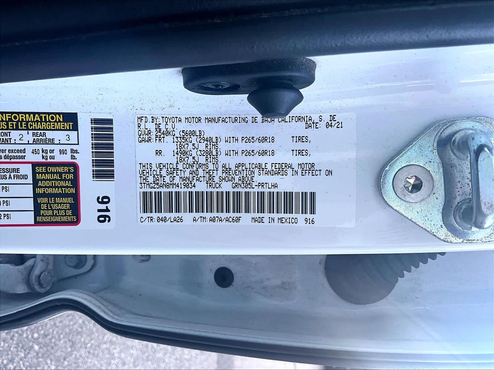 used 2021 Toyota Tacoma car, priced at $35,997