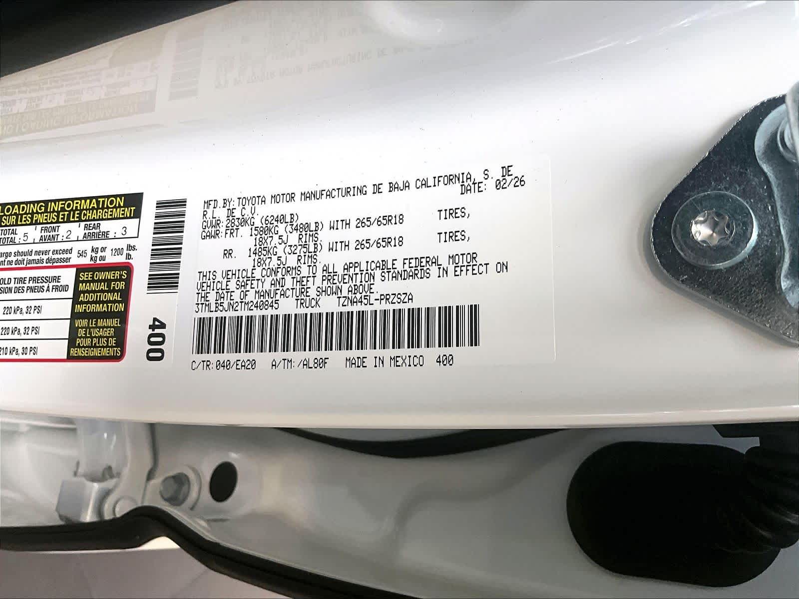 new 2026 Toyota Tacoma car, priced at $51,275