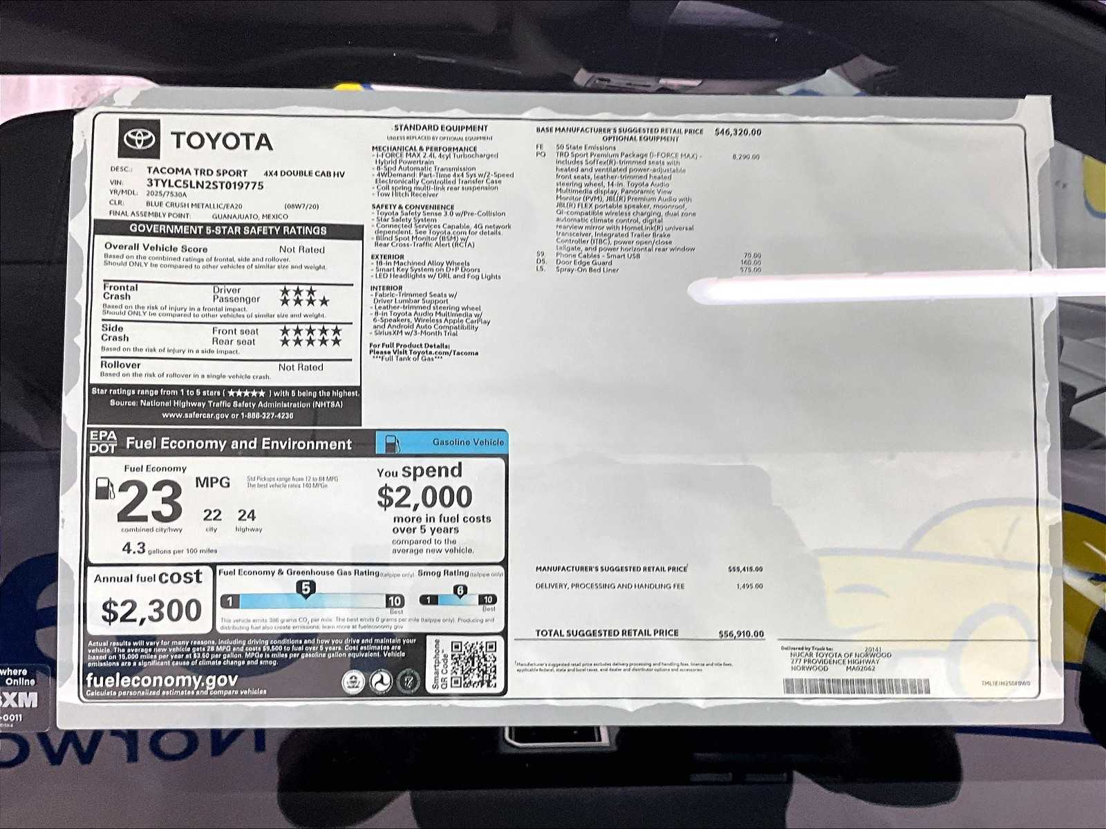 new 2025 Toyota Tacoma car, priced at $53,262