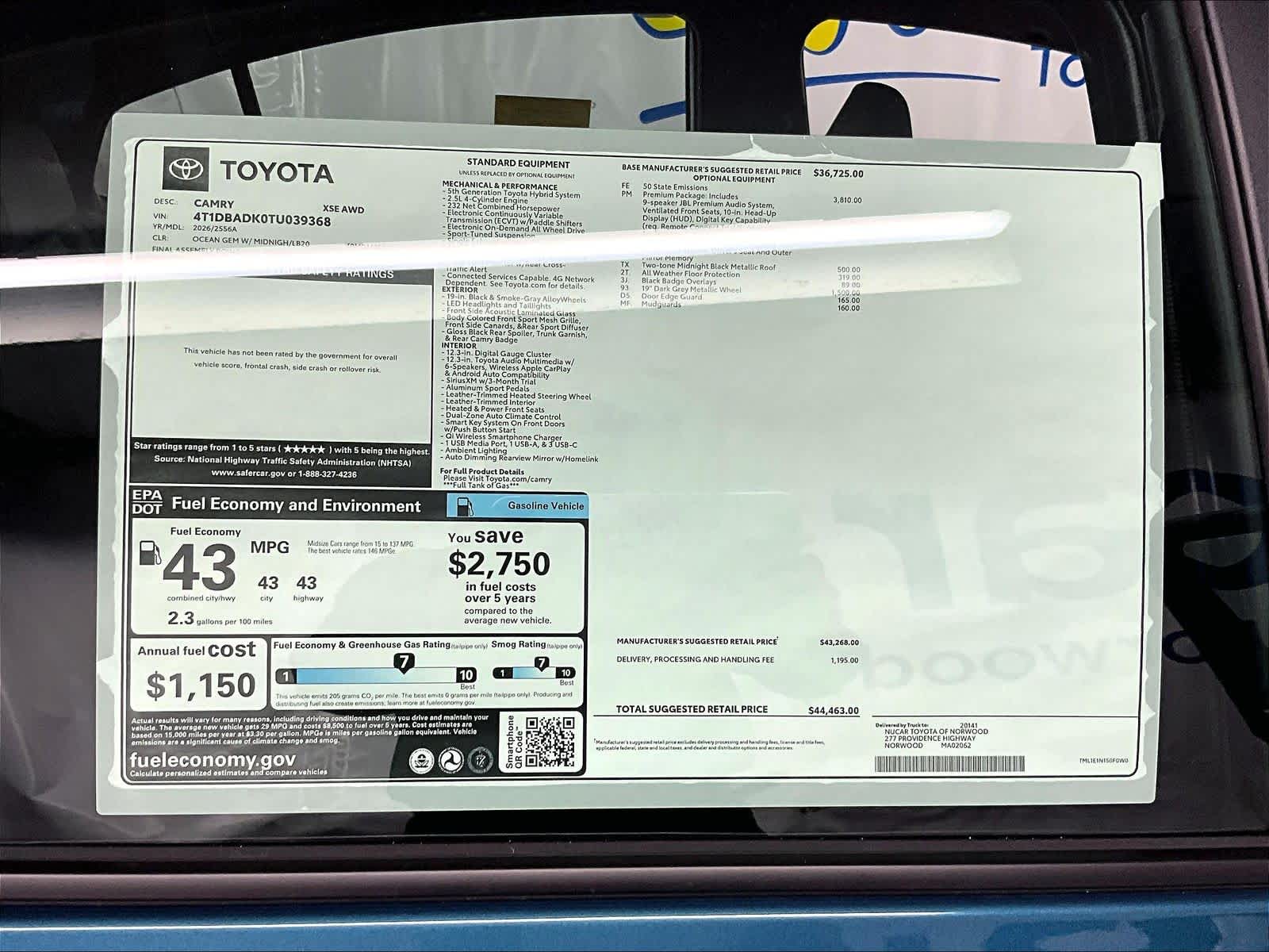 new 2026 Toyota Camry car, priced at $41,306