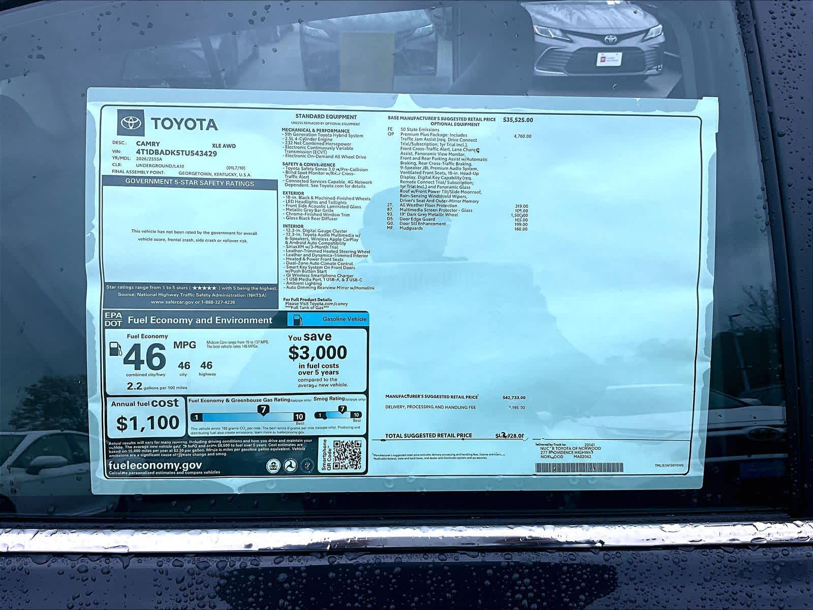 new 2026 Toyota Camry car, priced at $40,764