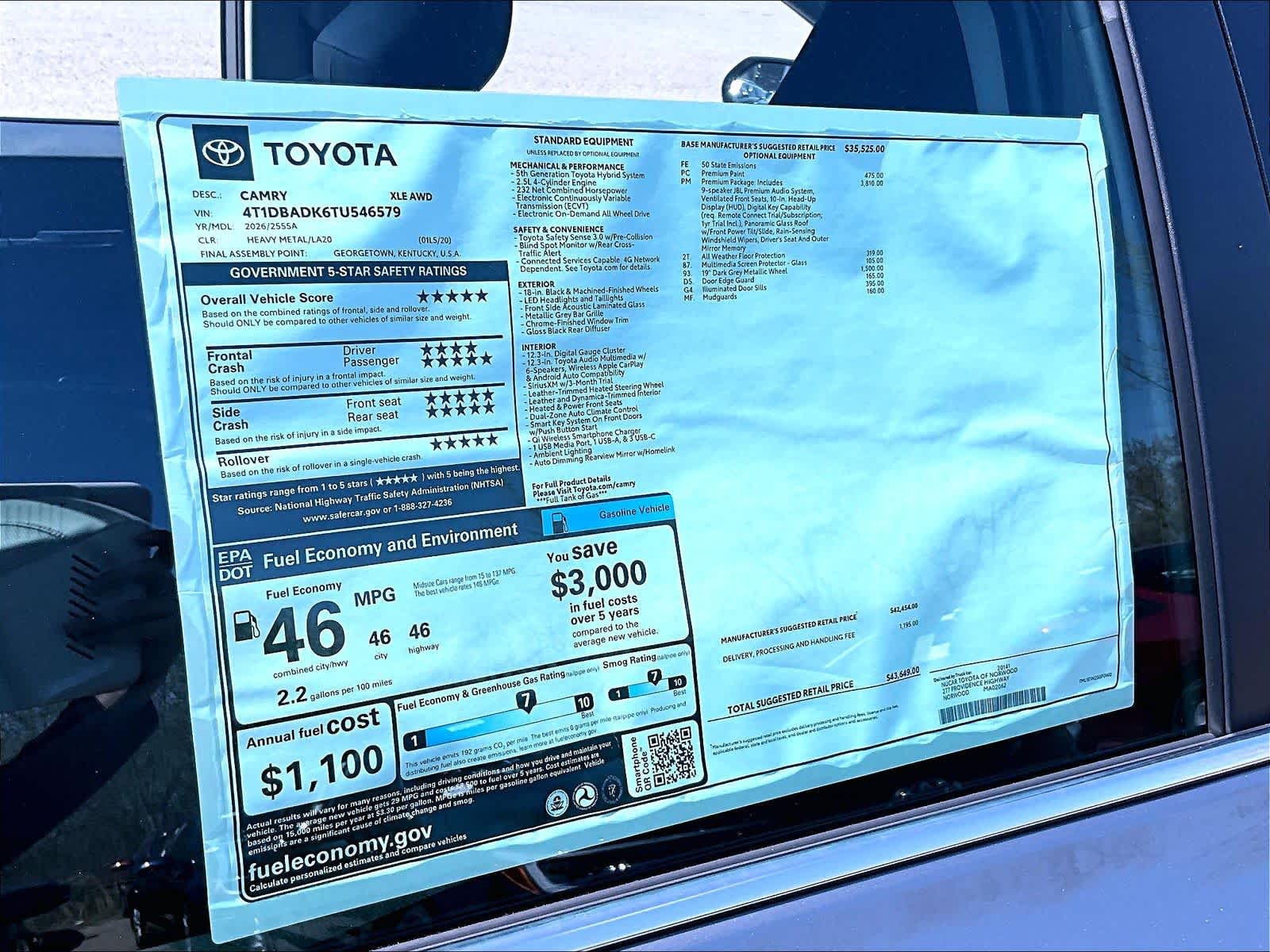 new 2026 Toyota Camry car, priced at $40,519