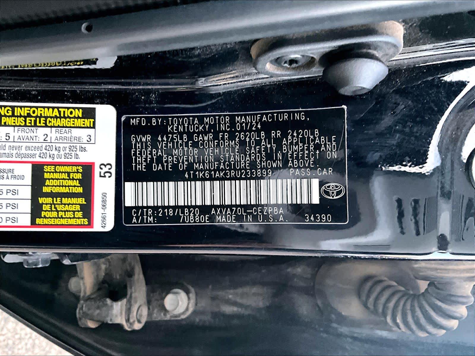 used 2024 Toyota Camry car, priced at $27,887