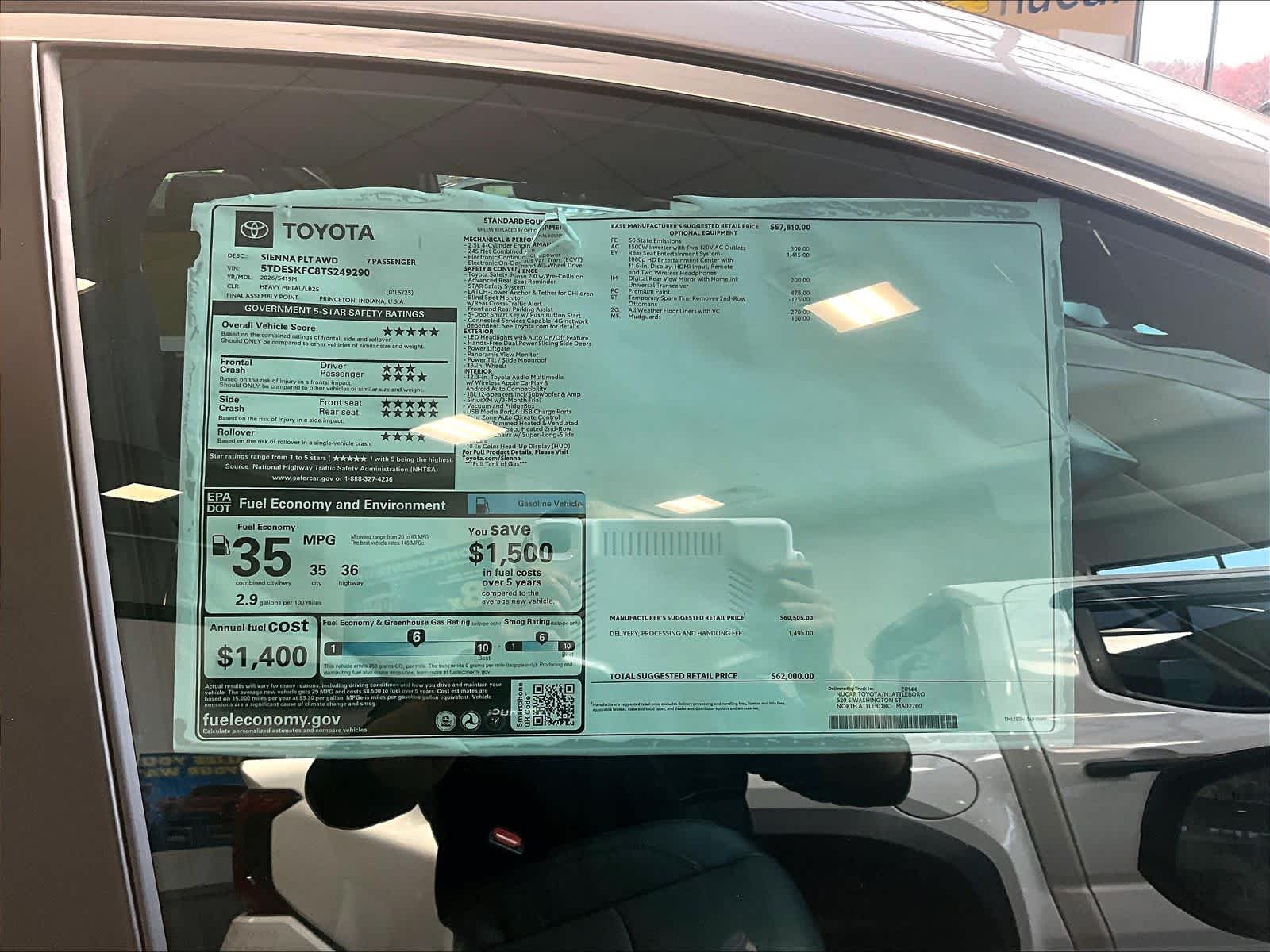 new 2026 Toyota Sienna car, priced at $57,874