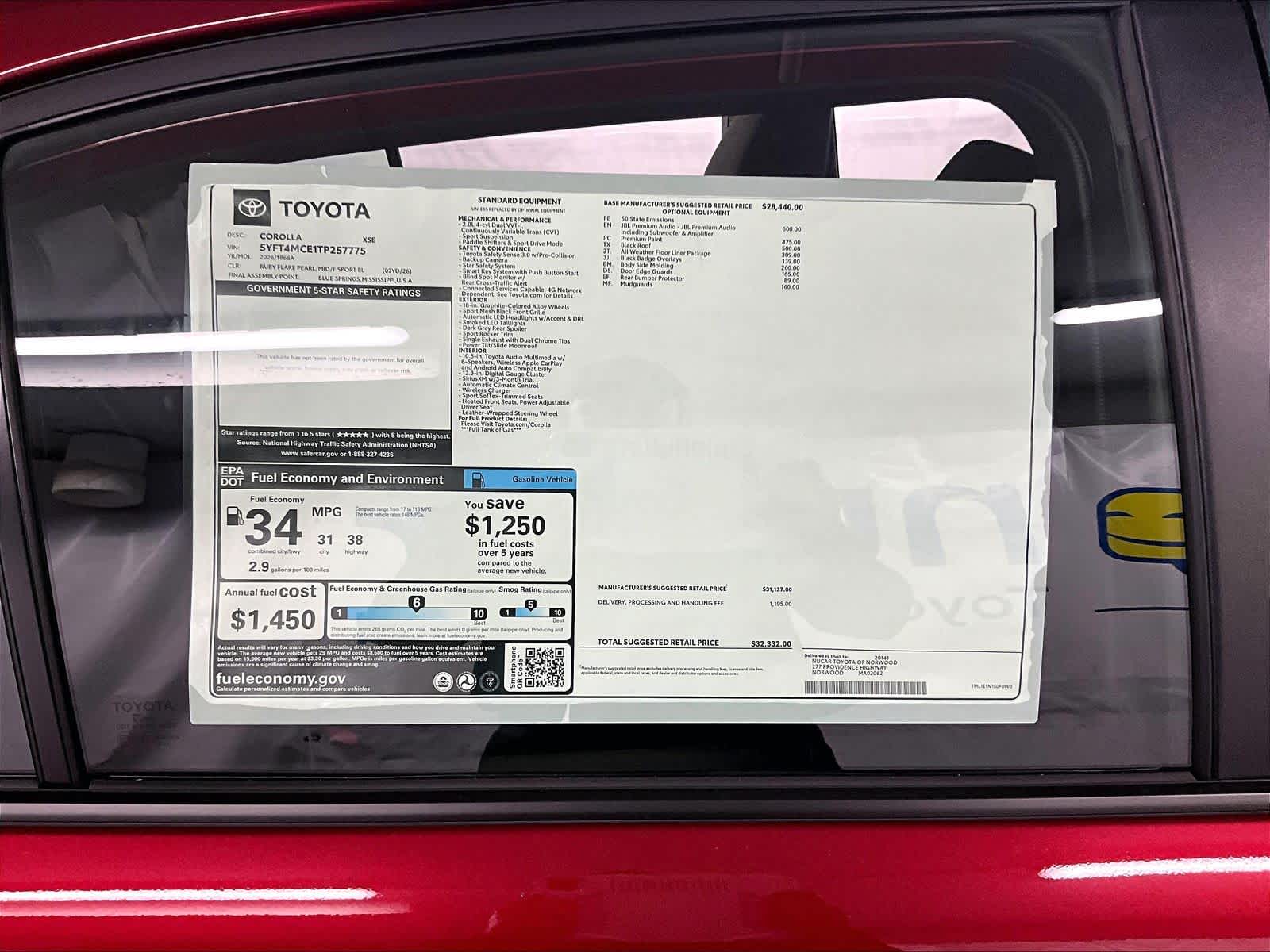 new 2026 Toyota Corolla car, priced at $30,277