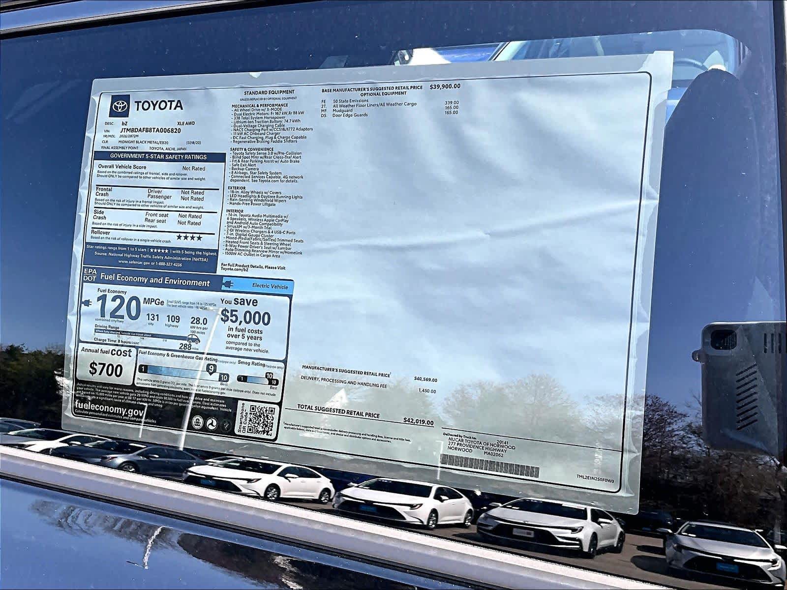 new 2026 Toyota bZ car, priced at $40,482