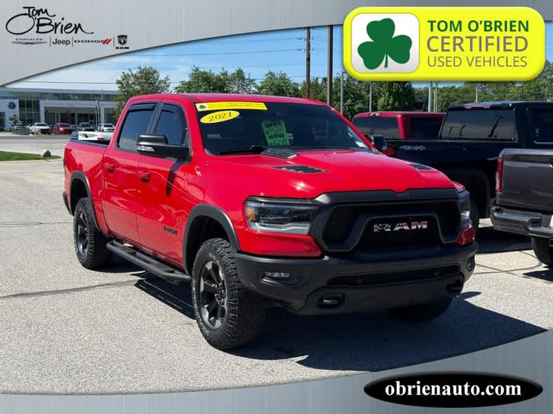 Flame Red Clearcoat 2021 RAM 1500 Rebel Crew Cab 4WD Pickup Truck Four-Wheel Drive 8-Speed Automatic
