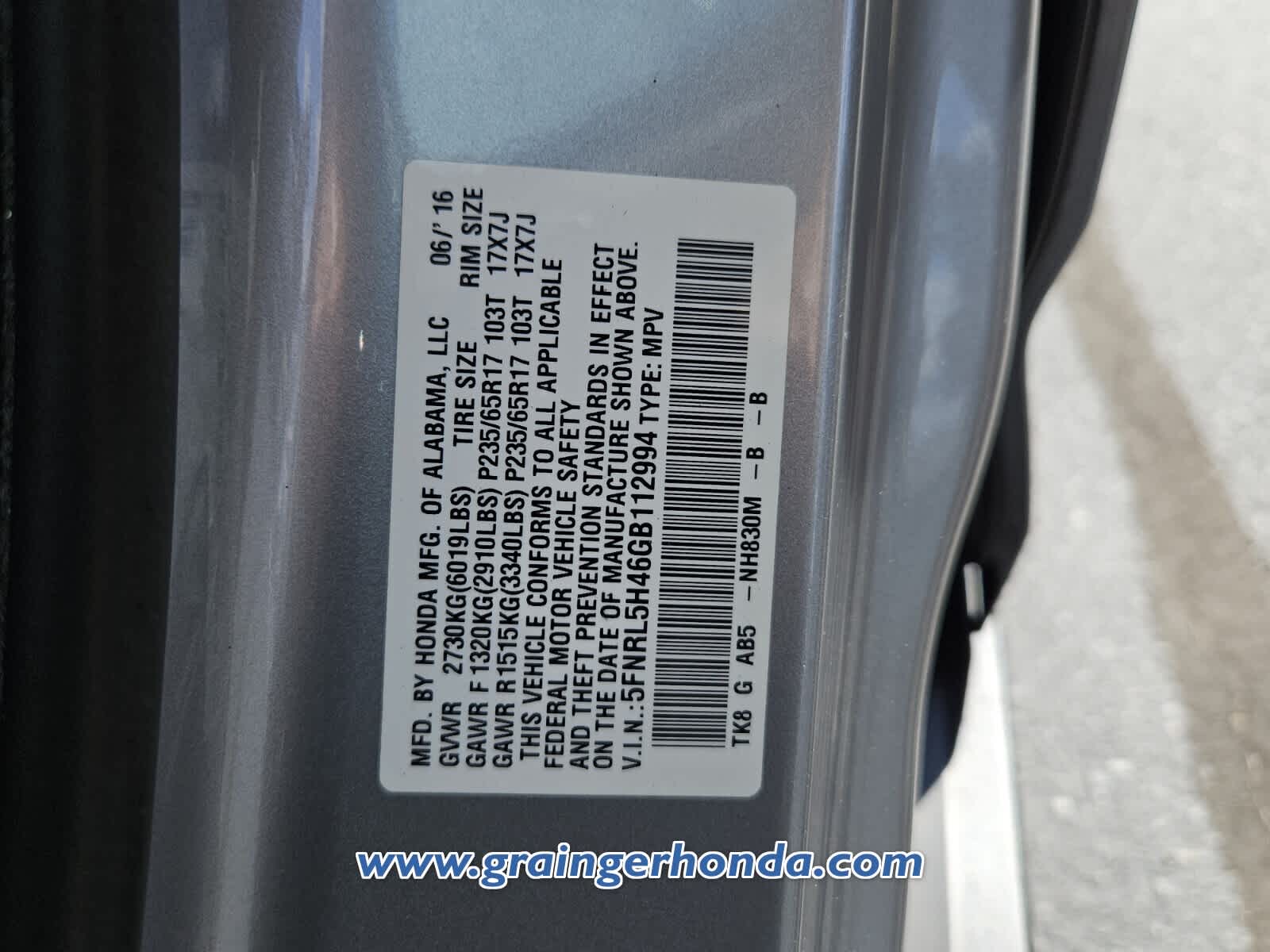 Used 2016 Honda Odyssey Van