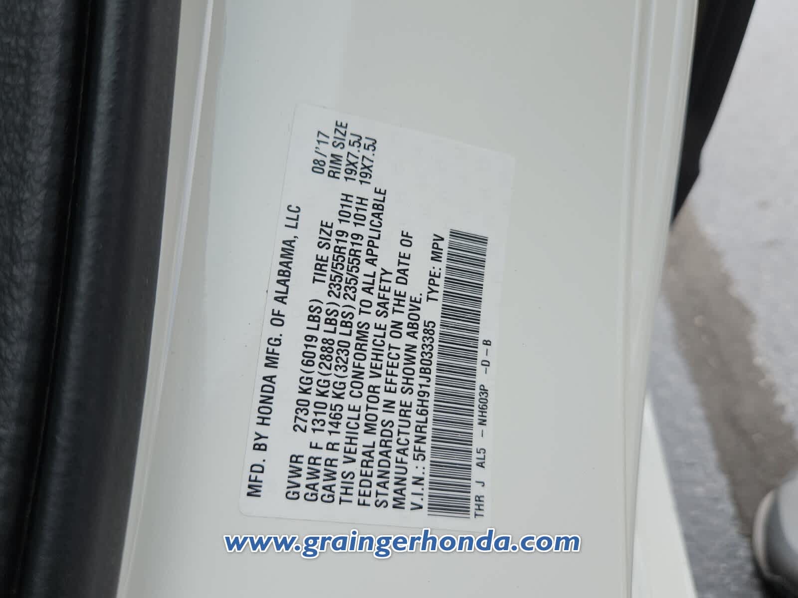 Used 2018 Honda Odyssey Van