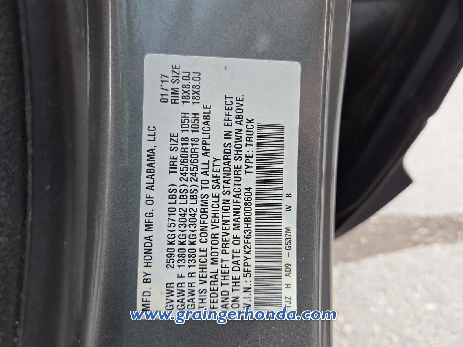 Used 2017 Honda Ridgeline Truck