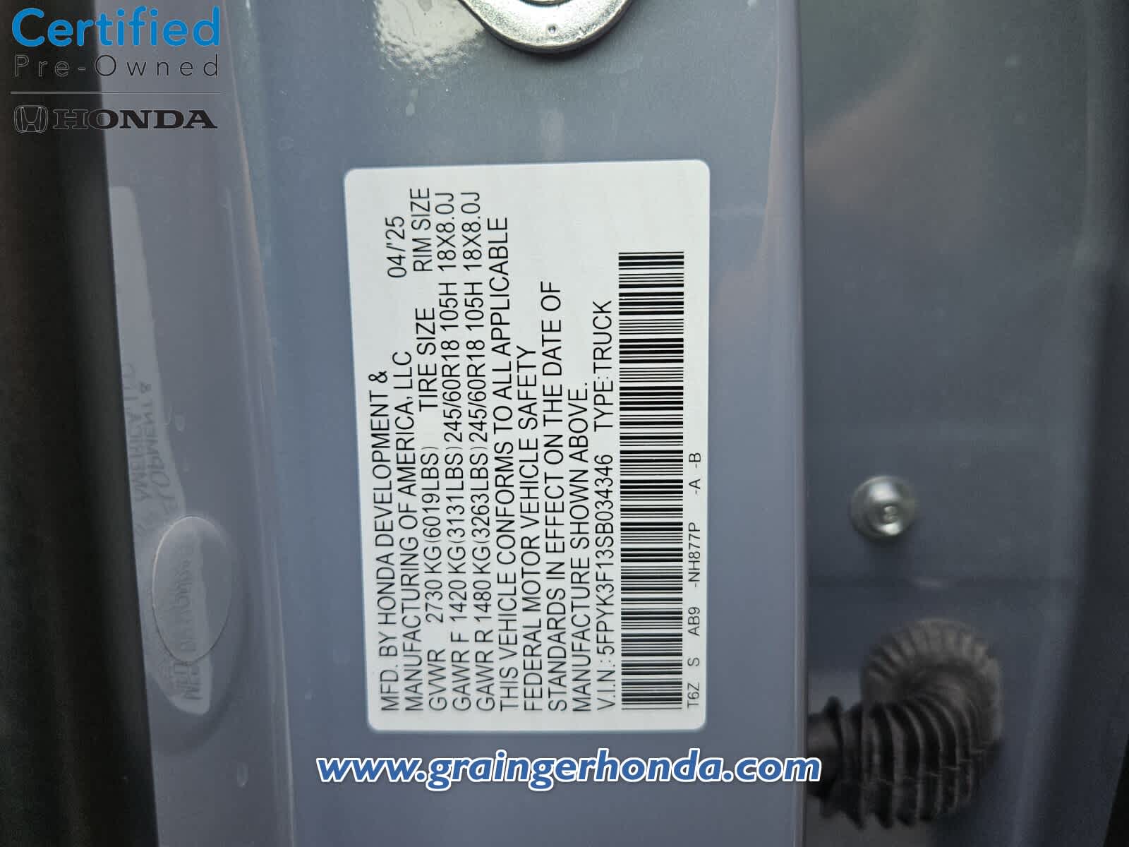 Used 2025 Honda Ridgeline Truck