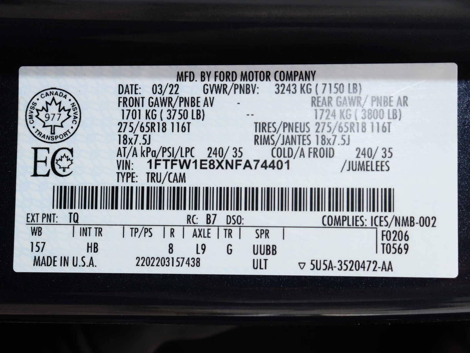 2022 Ford F-150 LARIAT 4WD SuperCrew 6.5 Box 29