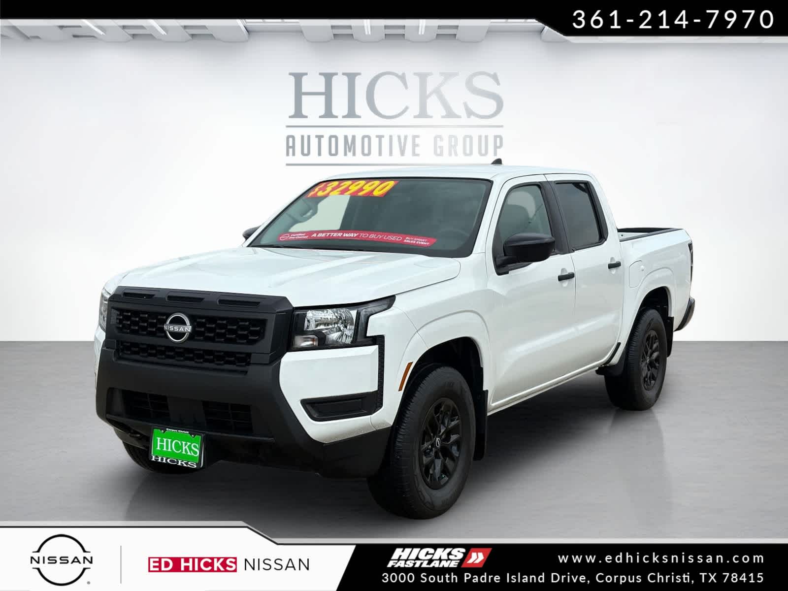 Glacier White 2025 Nissan Frontier S Crew Cab 4WD Pickup Truck Four-Wheel Drive 9-Speed Automatic