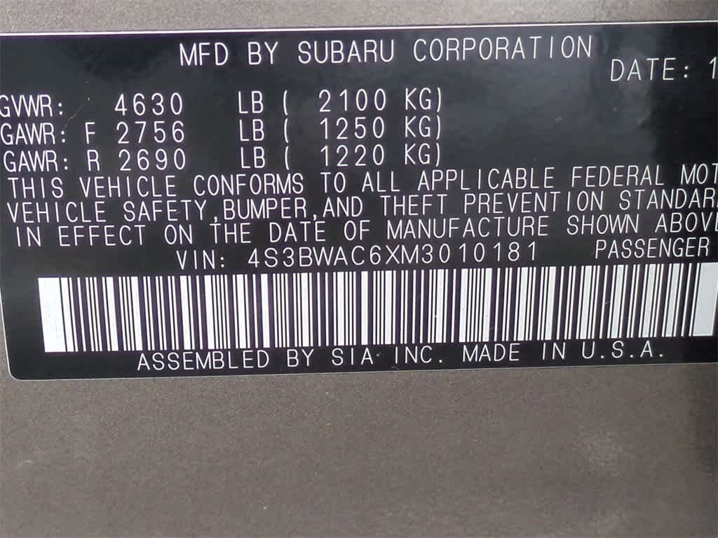 2021 Subaru Legacy Premium 36