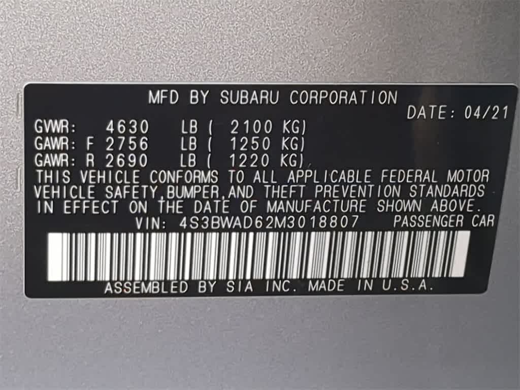 2021 Subaru Legacy Premium 36