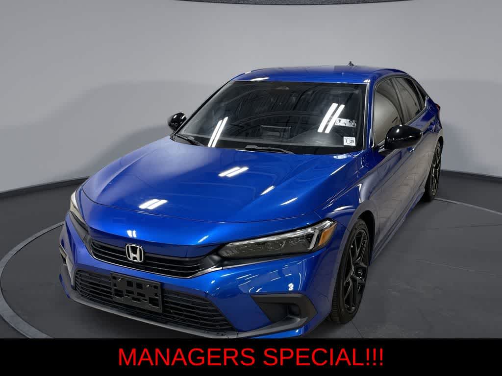Aegean Blue Metallic 2024 Honda Civic Sport FWD Sedan Front-Wheel Drive Continuously Variable Transmission