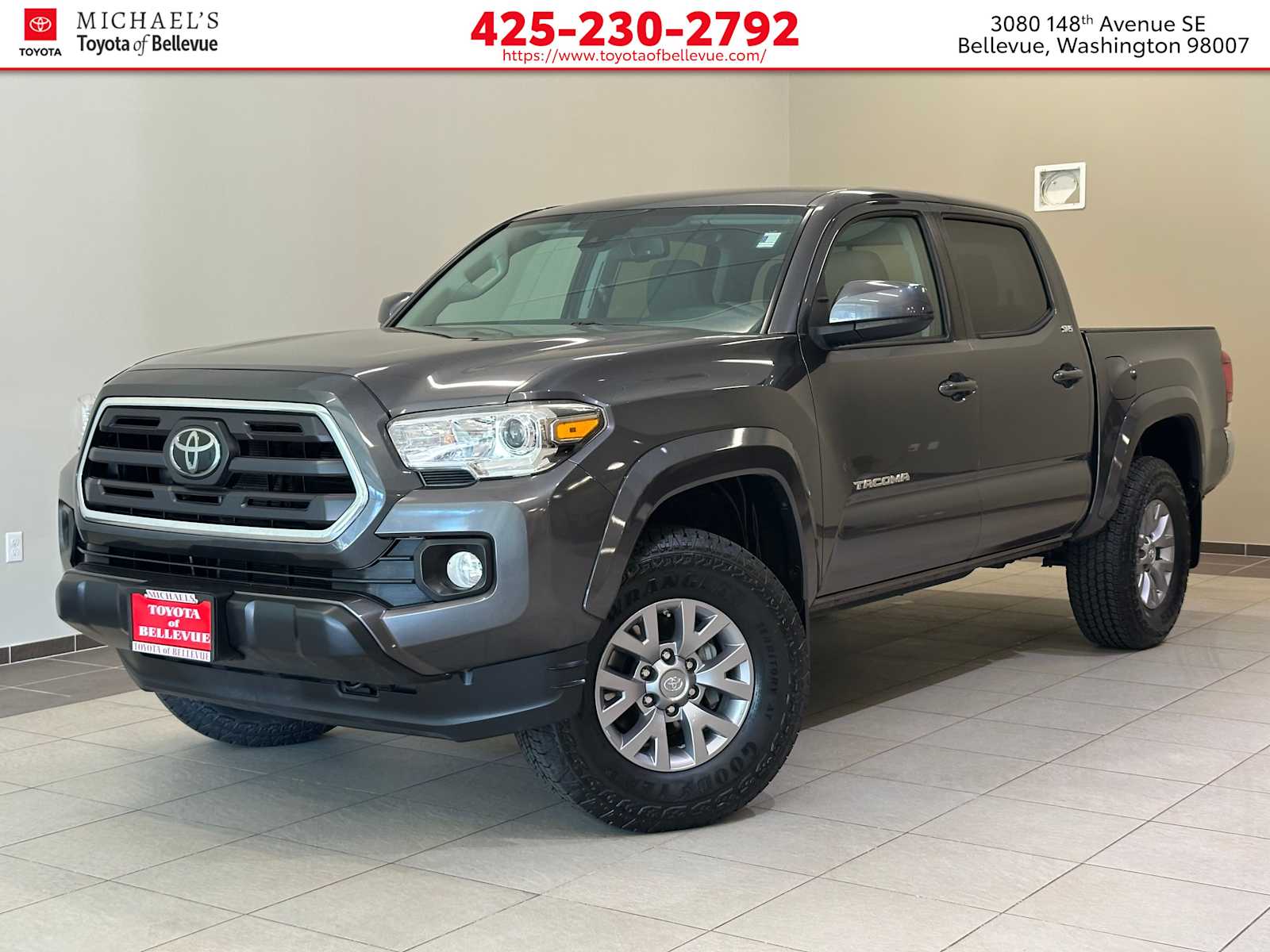 Magnetic Gray Metallic 2019 Toyota Tacoma SR5 V6 Double Cab RWD Pickup Truck 4X2 6-Speed Automatic