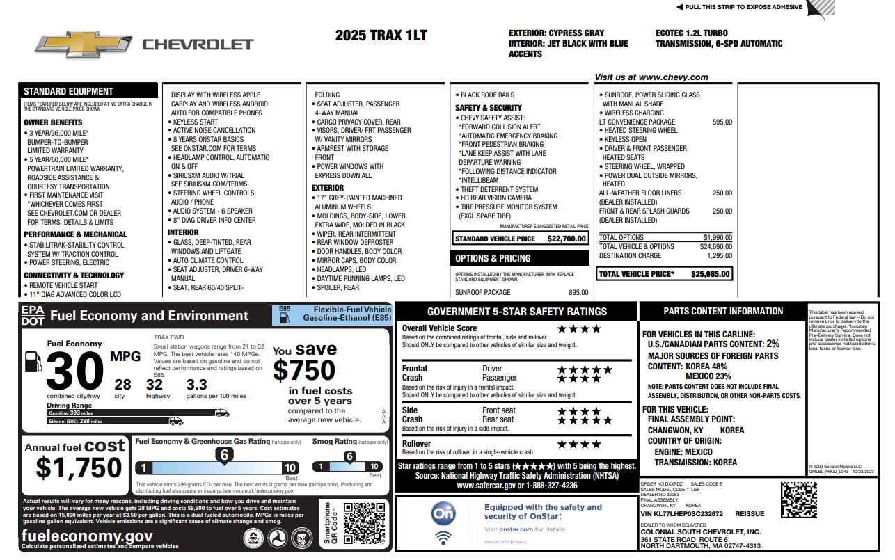 Cypress Gray 2025 Chevrolet Trax LT FWD SUV / Crossover Front-Wheel Drive 6-Speed Automatic
