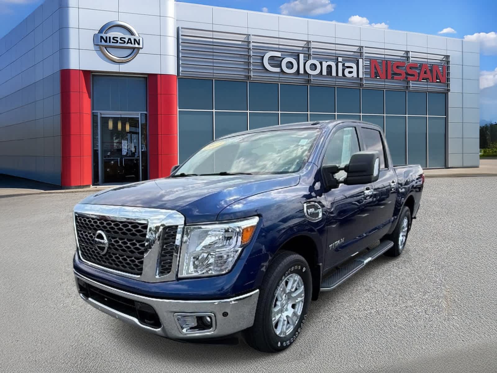 Deep Blue Pearl 2017 Nissan Titan Pickup Truck Four-Wheel Drive 7-Speed Automatic
