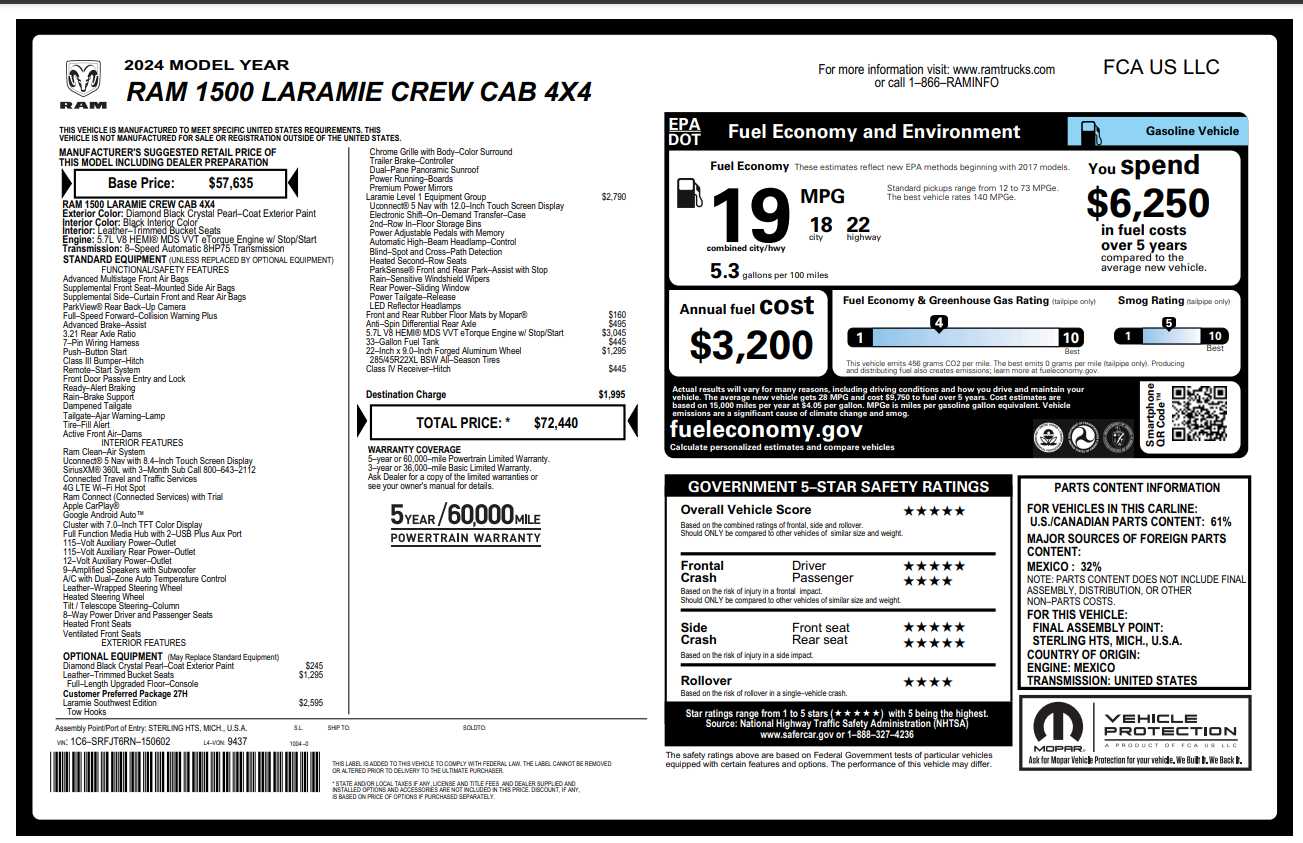 2024 Ram 1500 Laramie 4x4 Crew Cab 57 Box 19