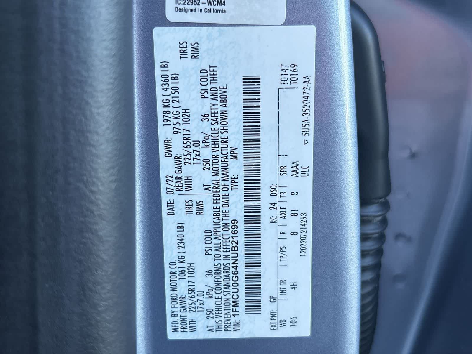 1FMCU0G64NUB21699