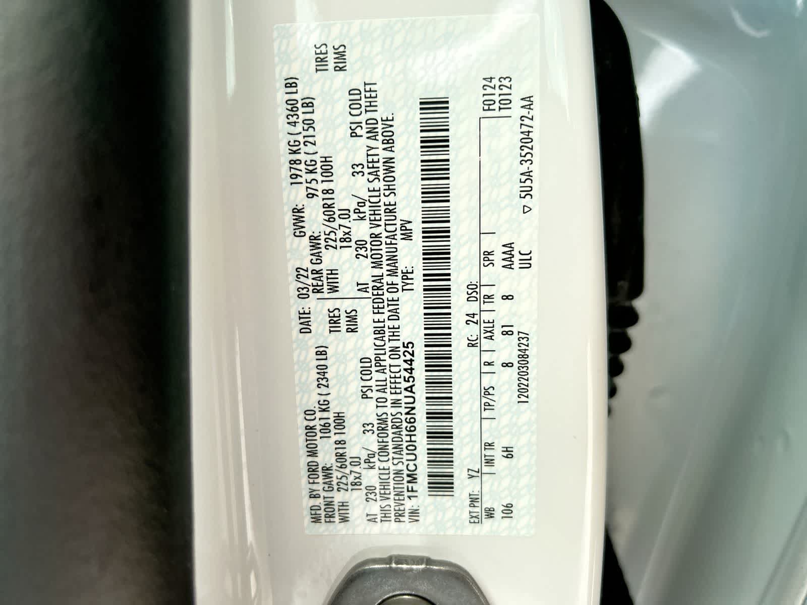 1FMCU0H66NUA54425