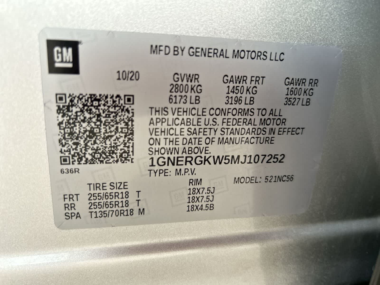 1GNERGKW5MJ107252