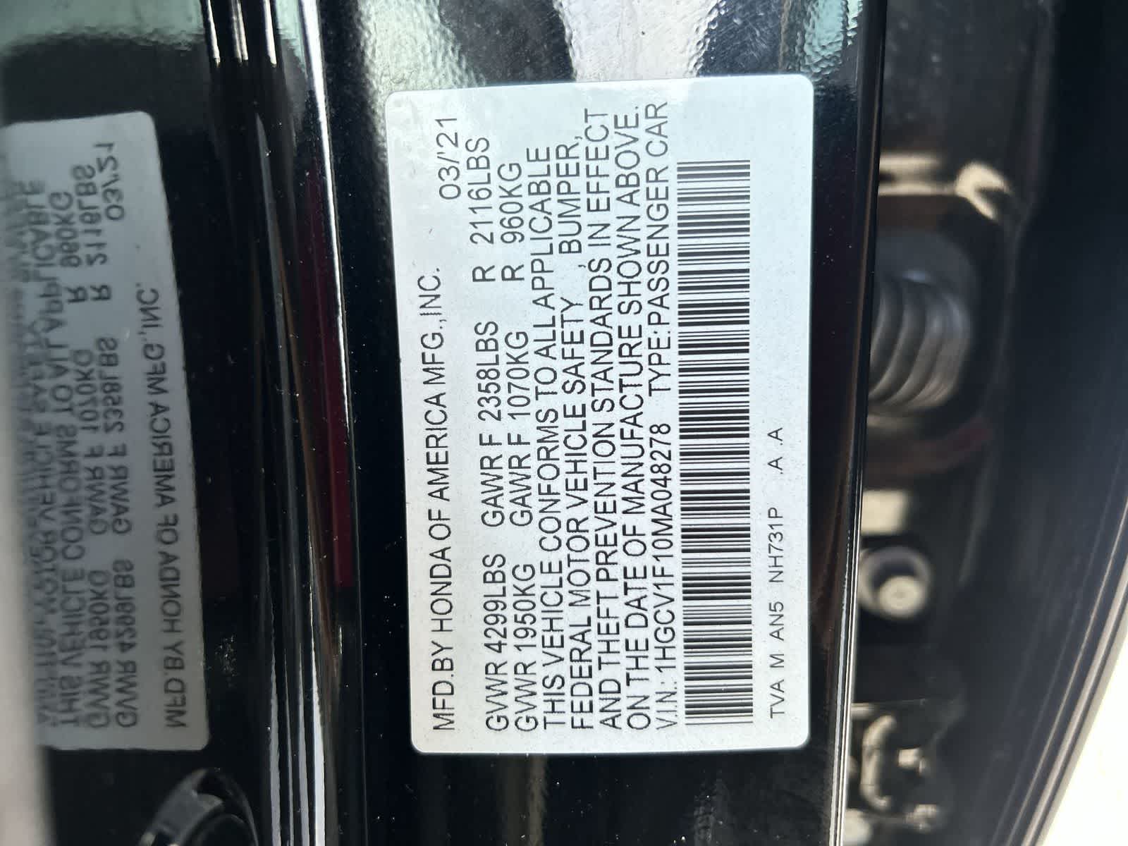 1HGCV1F10MA048278