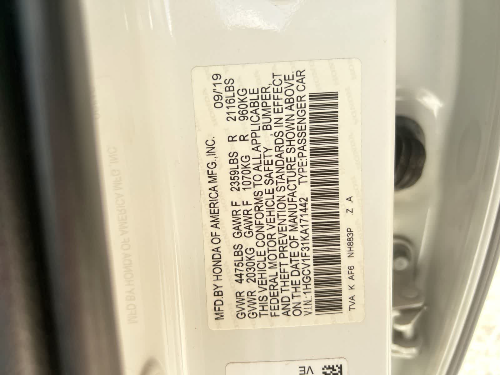 1HGCV1F31KA171442