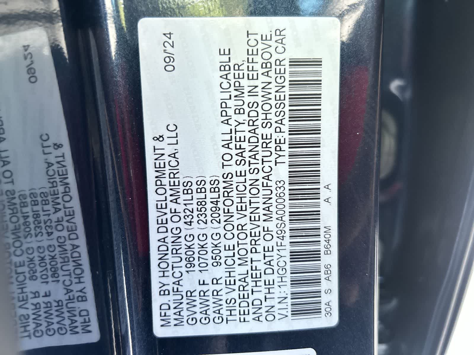 1HGCY1F49SA000633