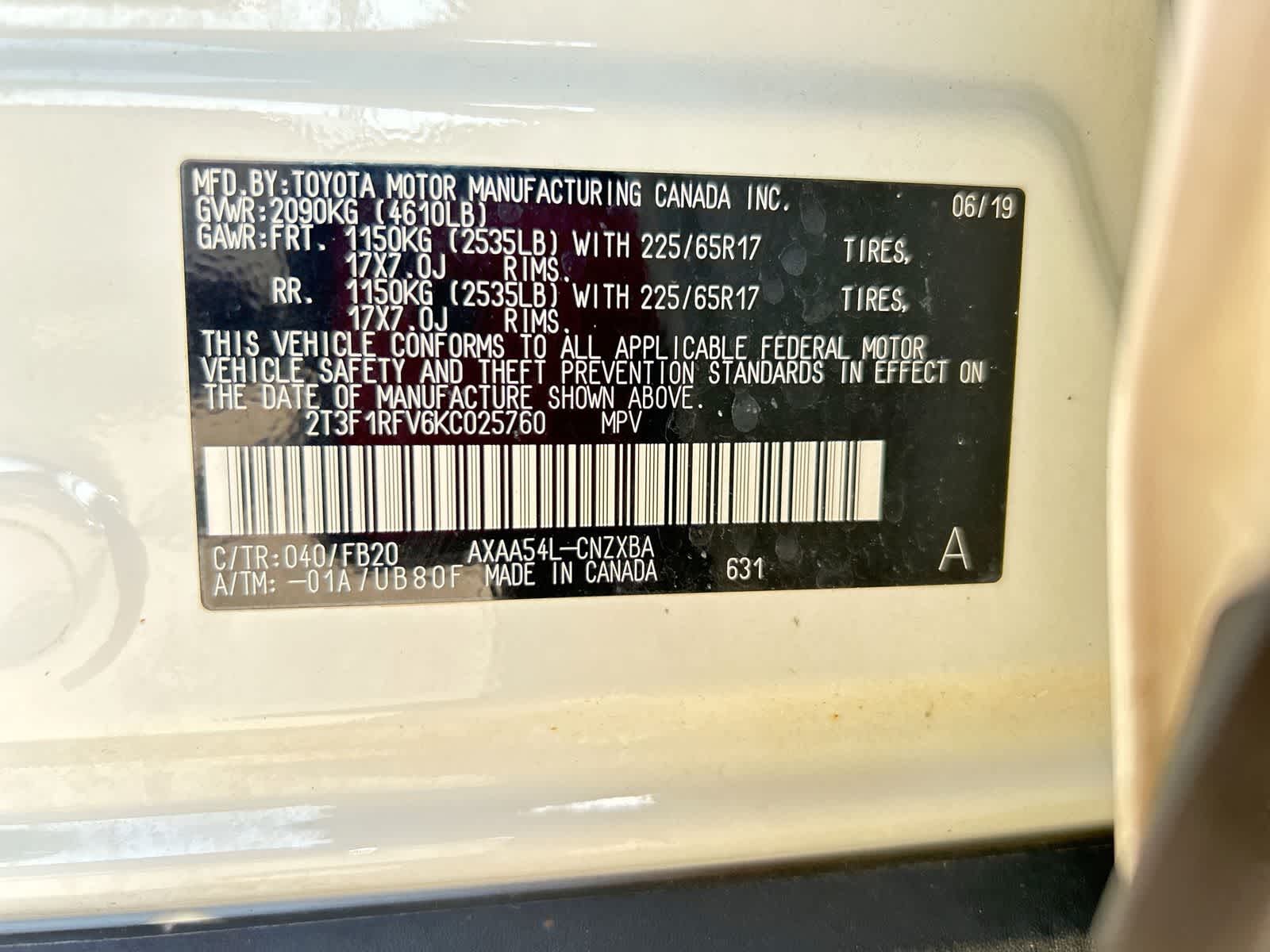2T3F1RFV6KC025760