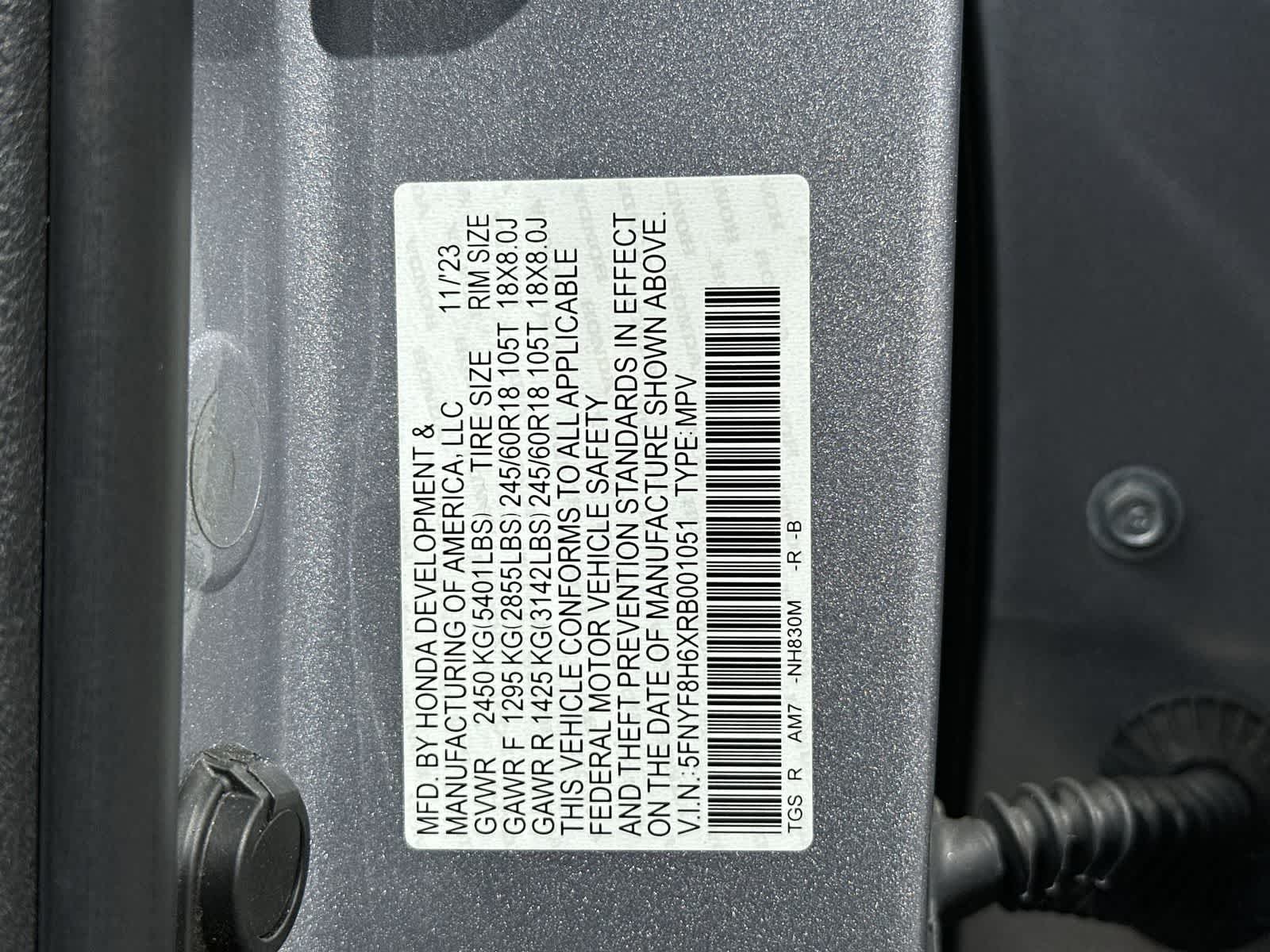 5FNYF8H6XRB001051