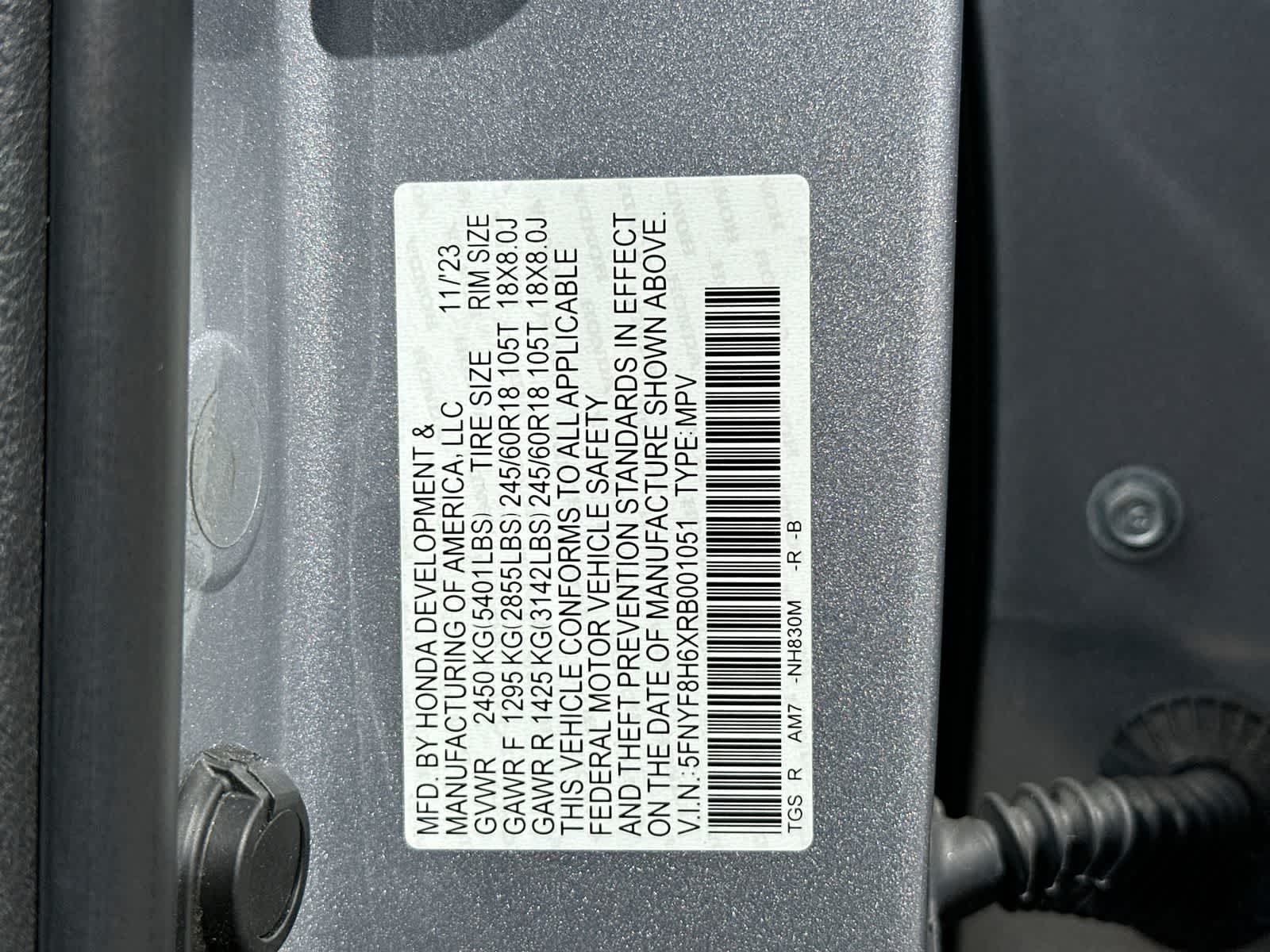 5FNYF8H6XRB001051