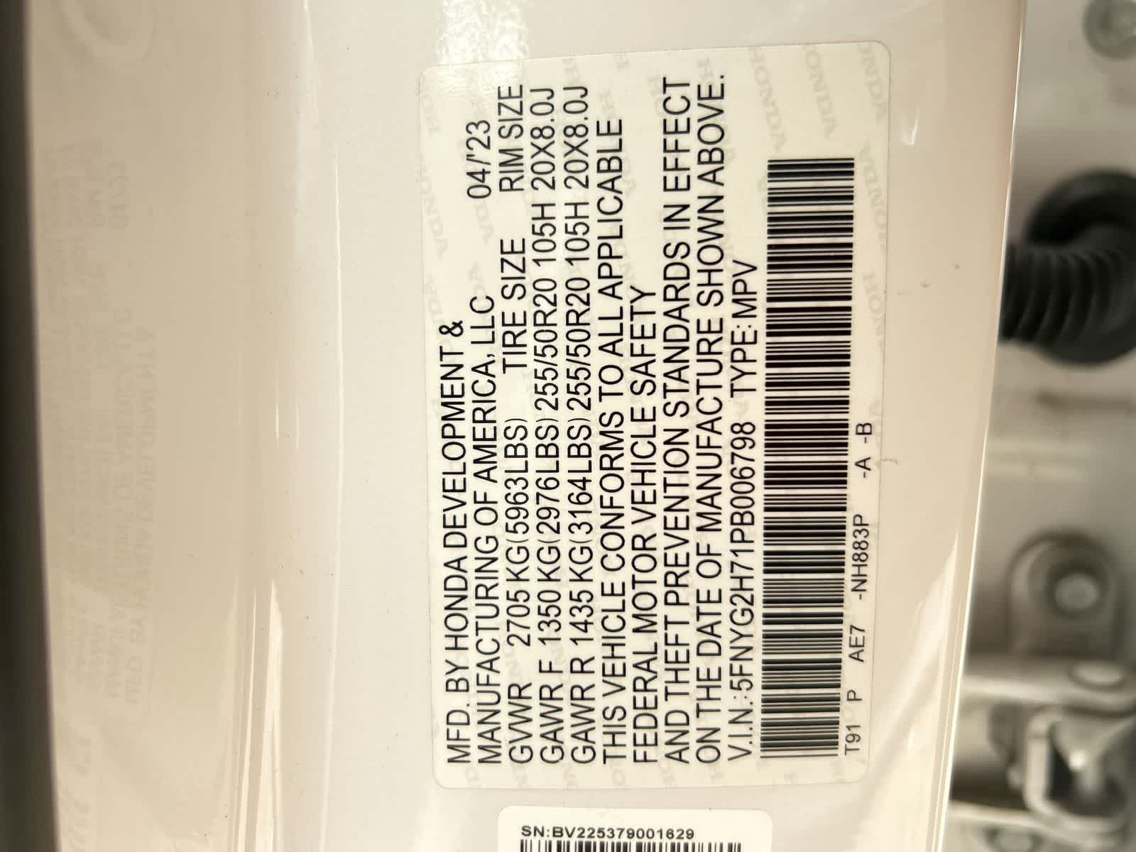 5FNYG2H71PB006798