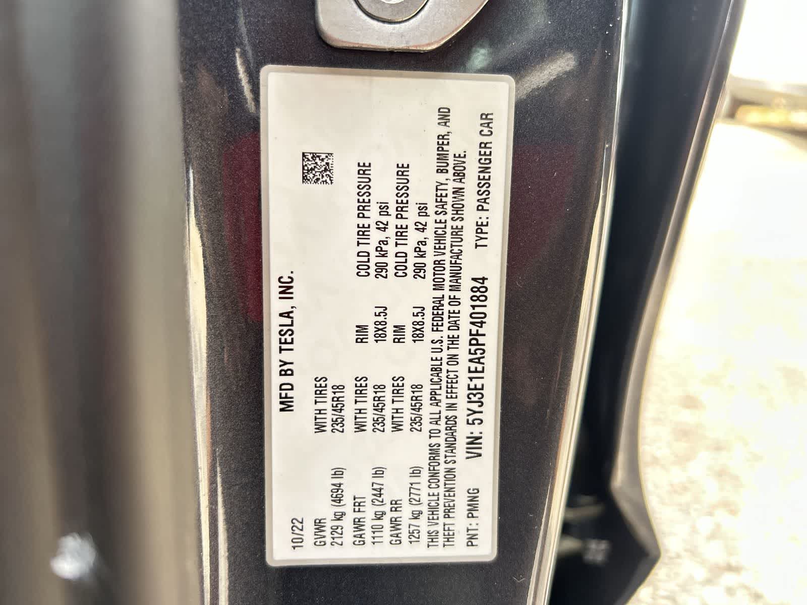 Used 2023 Tesla Model 3 Base with VIN 5YJ3E1EA5PF401884 for sale in Tampa, FL