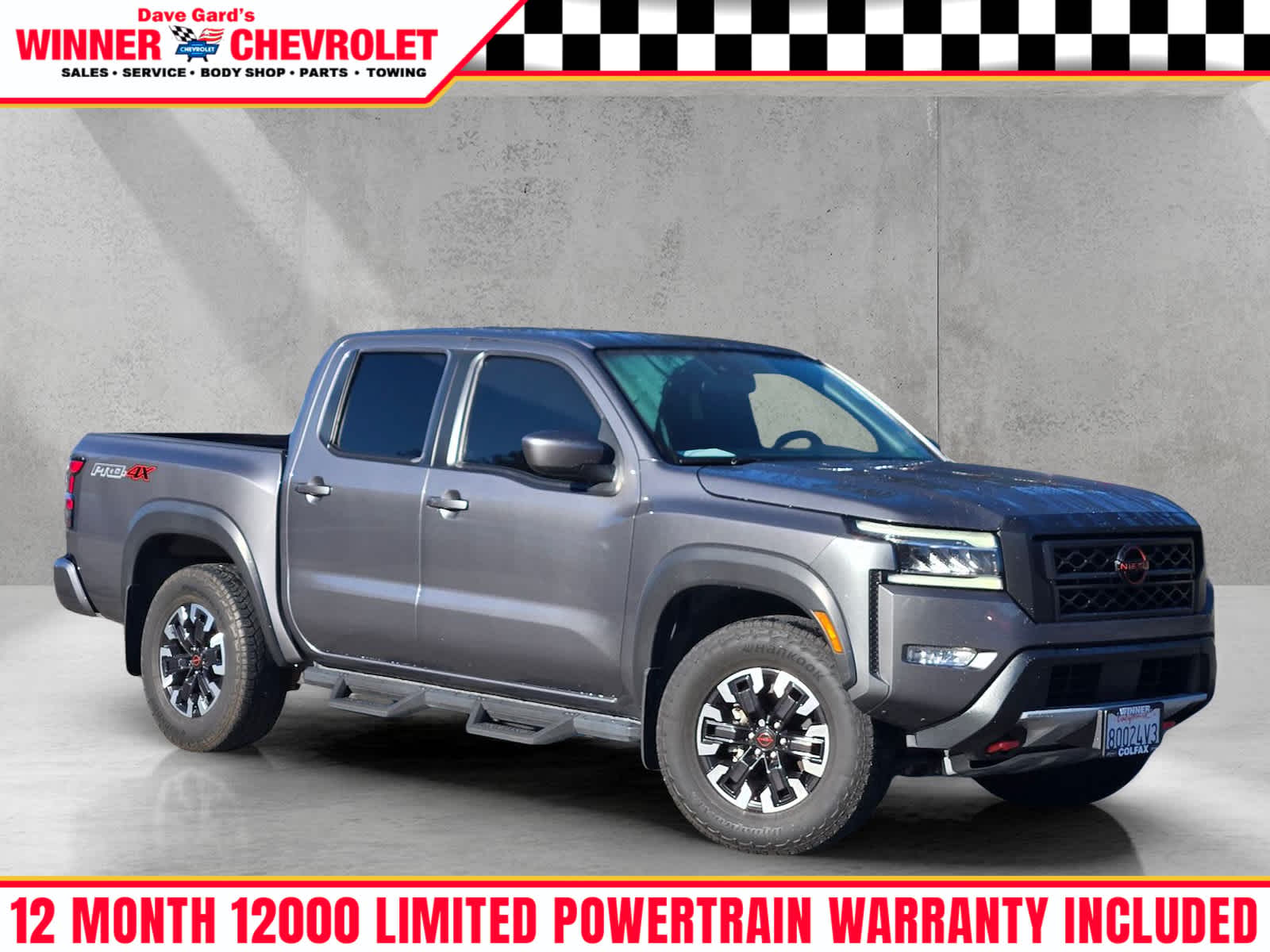 Gray (Gun Metallic) 2023 Nissan Frontier PRO-4X Crew Cab 4WD Pickup Truck Four-Wheel Drive 9-Speed Automatic