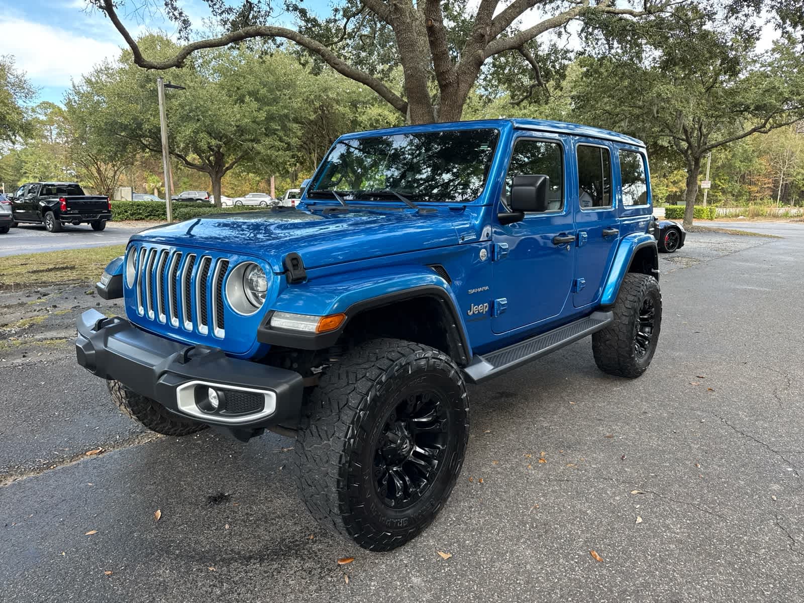 2021 Jeep Wrangler Unlimited Sahara Hydro Blue Pearlcoat at Low Country Motors