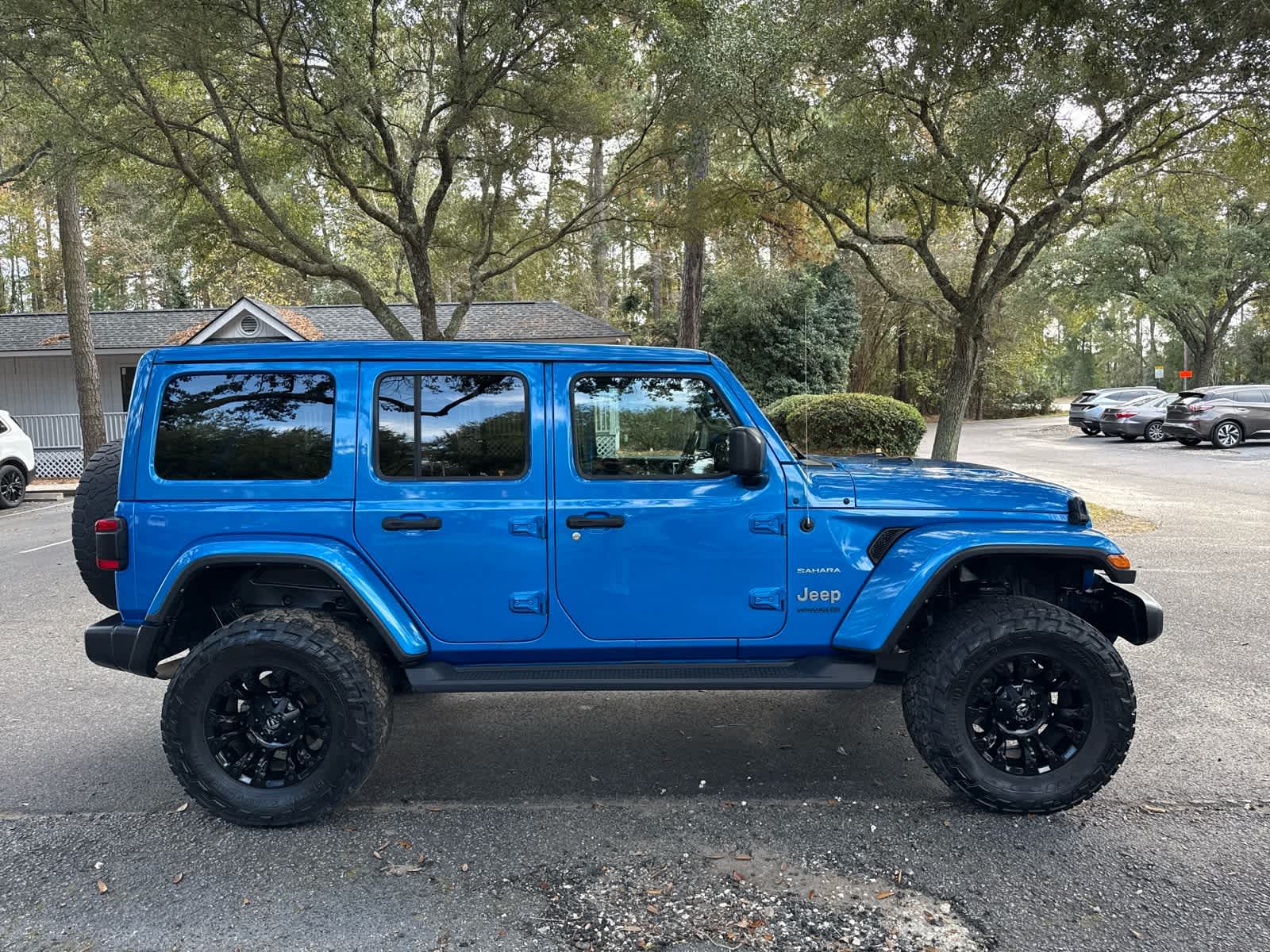 2021 Jeep Wrangler Unlimited Sahara Hydro Blue Pearlcoat at Low Country Motors