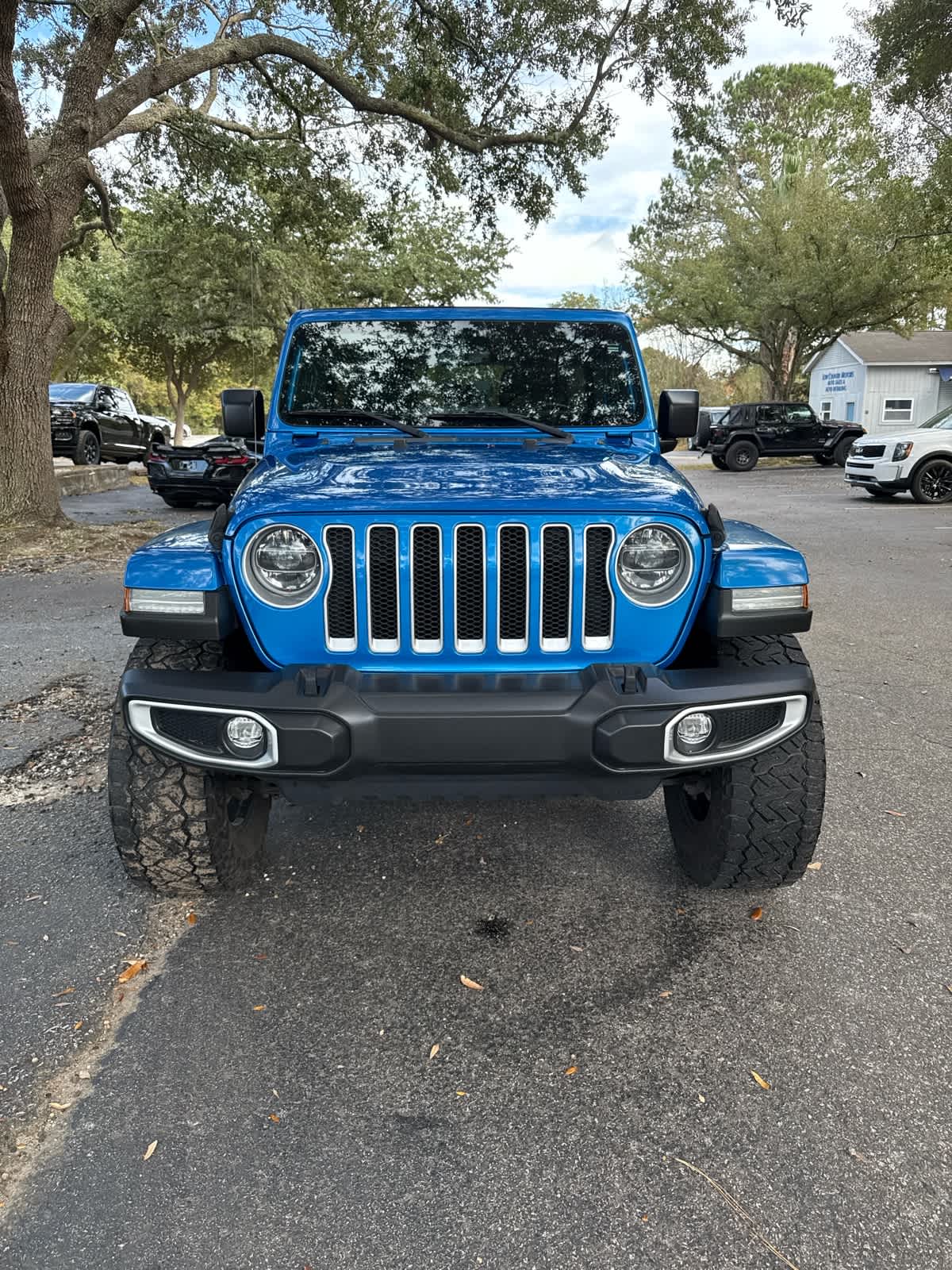 2021 Jeep Wrangler Unlimited Sahara Hydro Blue Pearlcoat at Low Country Motors