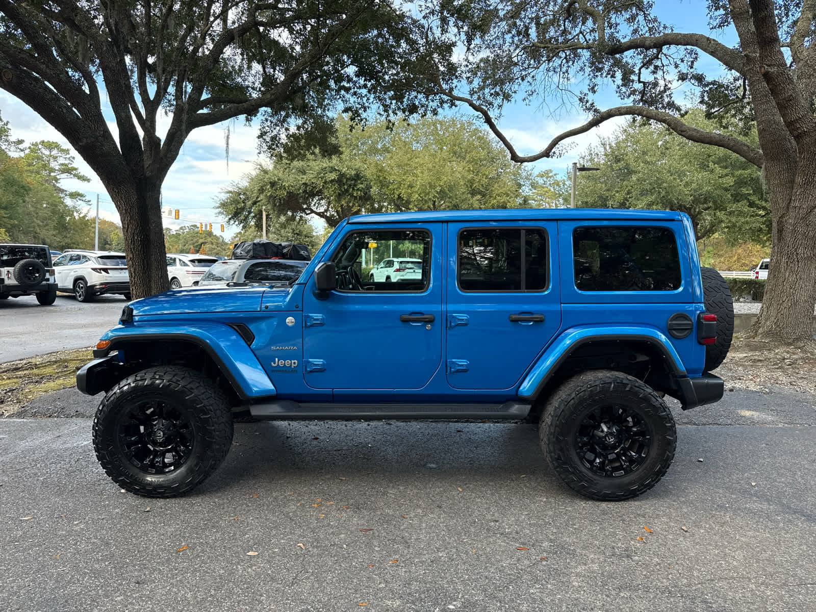 2021 Jeep Wrangler Unlimited Sahara Hydro Blue Pearlcoat at Low Country Motors