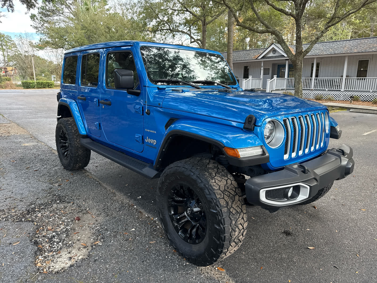 2021 Jeep Wrangler Unlimited Sahara Hydro Blue Pearlcoat at Low Country Motors