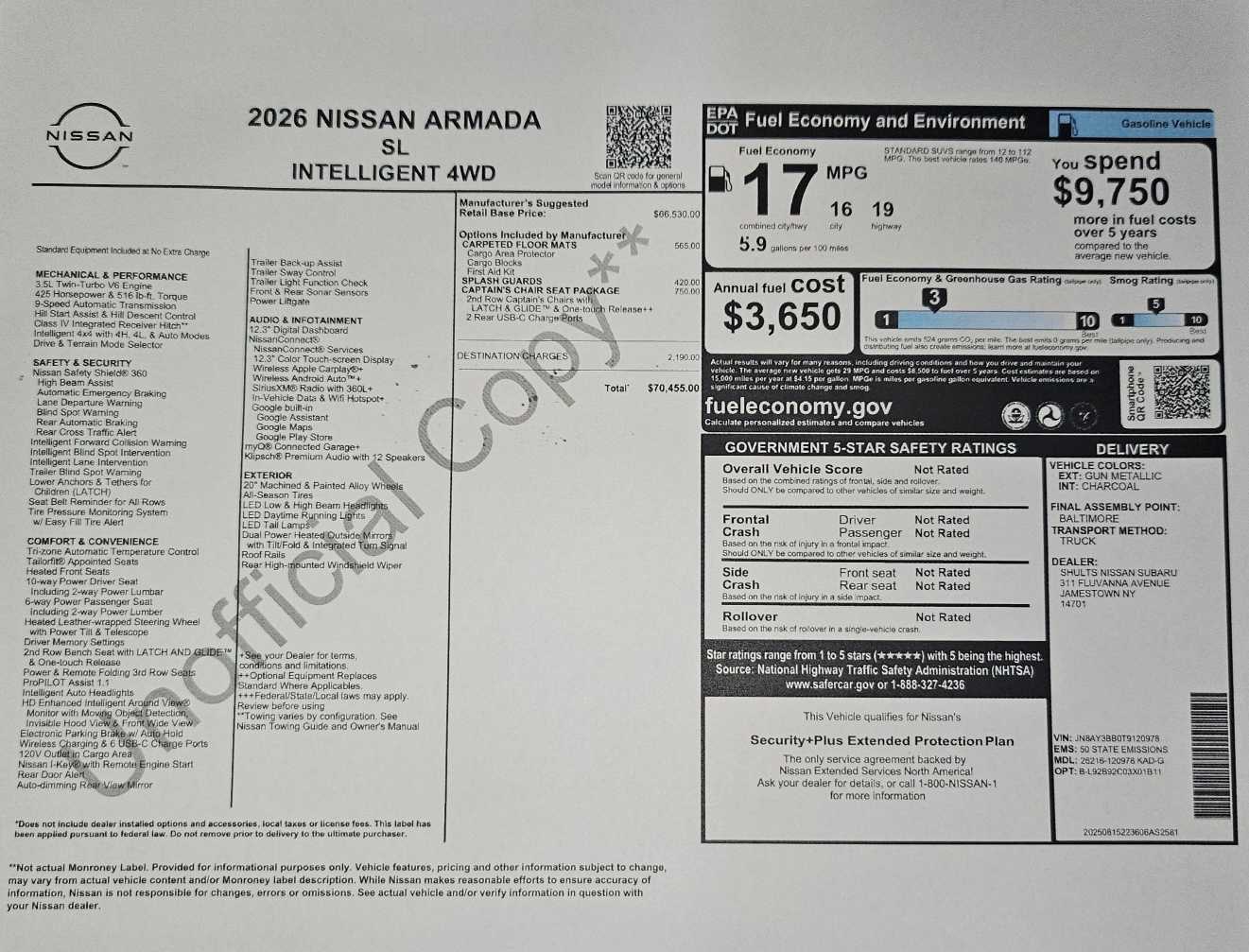 new 2026 Nissan Armada car, priced at $66,699