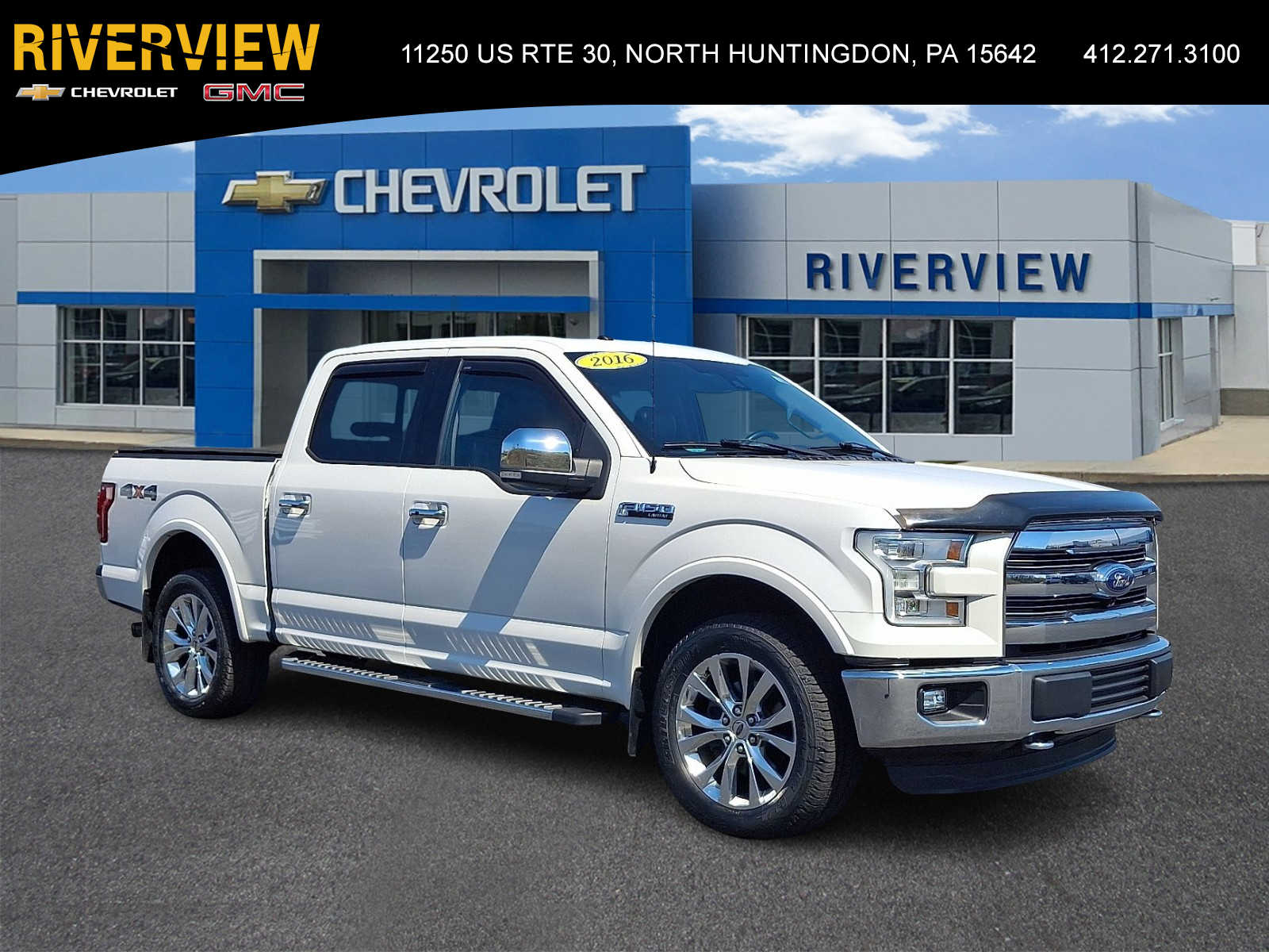 White Platinum Metallic Tri-Coat 2016 Ford F-150 Lariat SuperCrew 4WD Pickup Truck Four-Wheel Drive 6-Speed Automatic