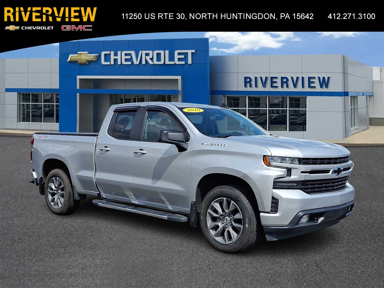 Silver Ice Metallic 2020 Chevrolet Silverado 1500 RST Double Cab 4WD Pickup Truck Four-Wheel Drive 8-Speed Automatic
