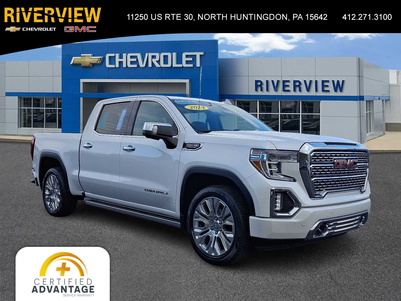 White Frost Tricoat 2021 GMC Sierra 1500 Denali Crew Cab 4WD Pickup Truck Four-Wheel Drive Automatic