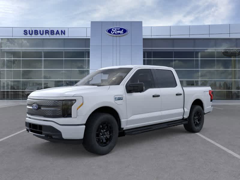 White 2025 Ford F-150 Lightning XLT SuperCrew AWD Pickup Truck All-Wheel Drive 1-Speed Automatic