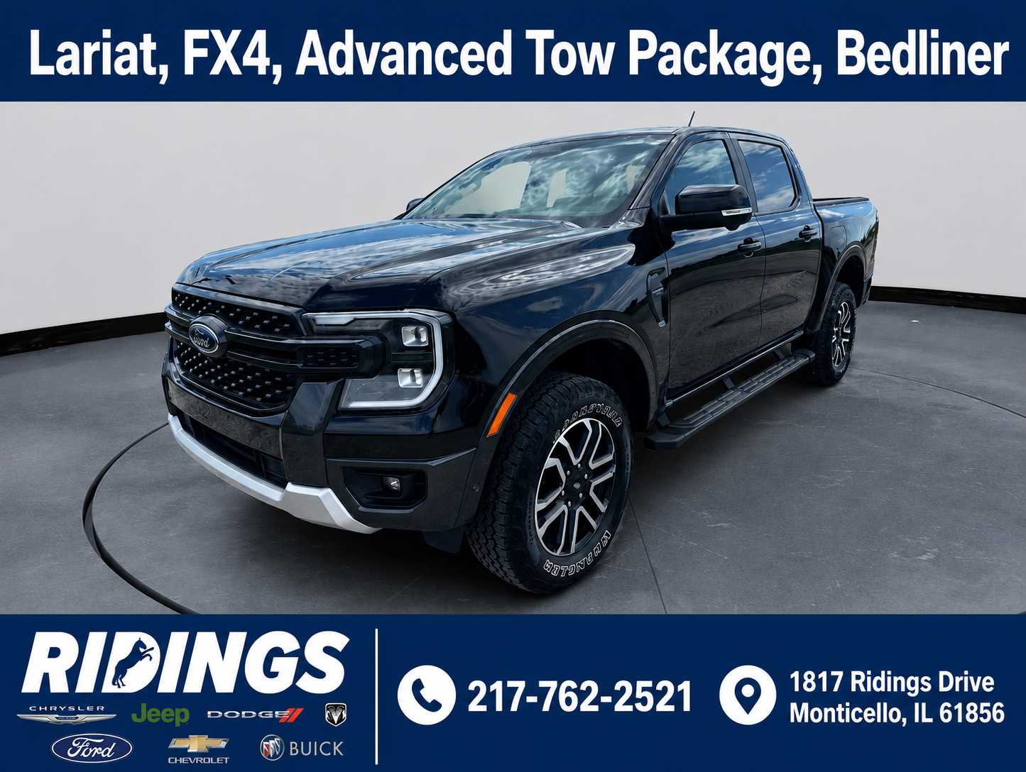 Shadow Black 2024 Ford Ranger Pickup Truck Four-Wheel Drive Automatic