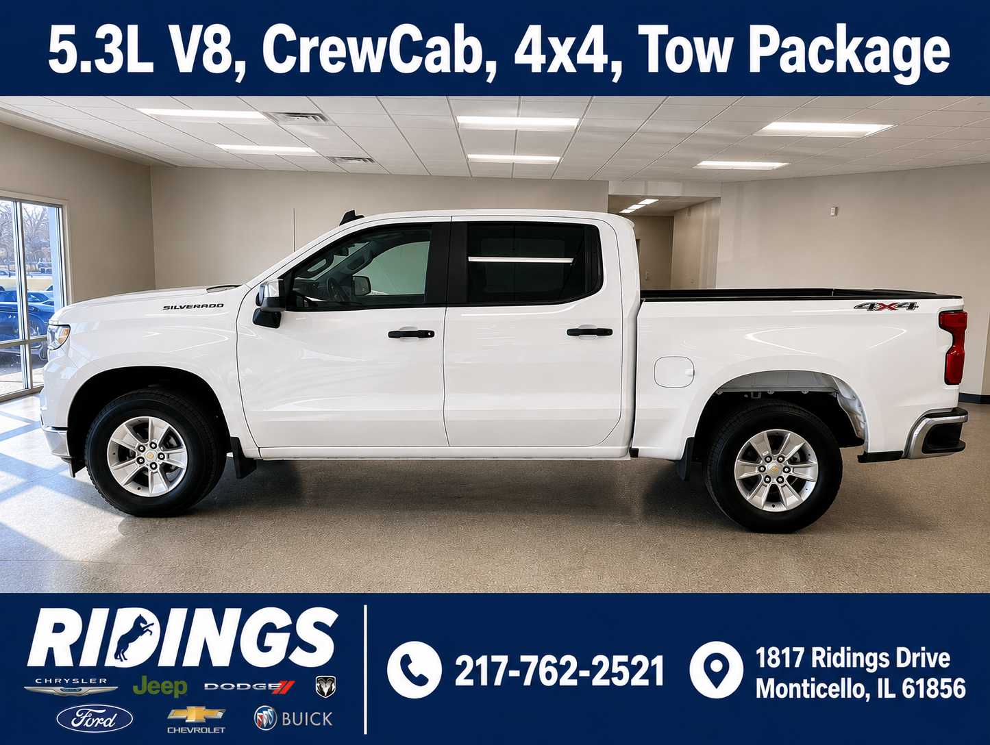 Summit White 2025 Chevrolet Silverado 1500 Pickup Truck Four-Wheel Drive Automatic